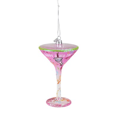 7"" Pink and Clear Blown Happy Birth-Tini Martini Cocktail Glass Christmas Ornament -  The Holiday Aisle®, THDA7210 43374960