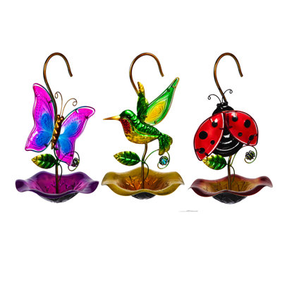 Mangeoire à coccinelle en métal et papillon