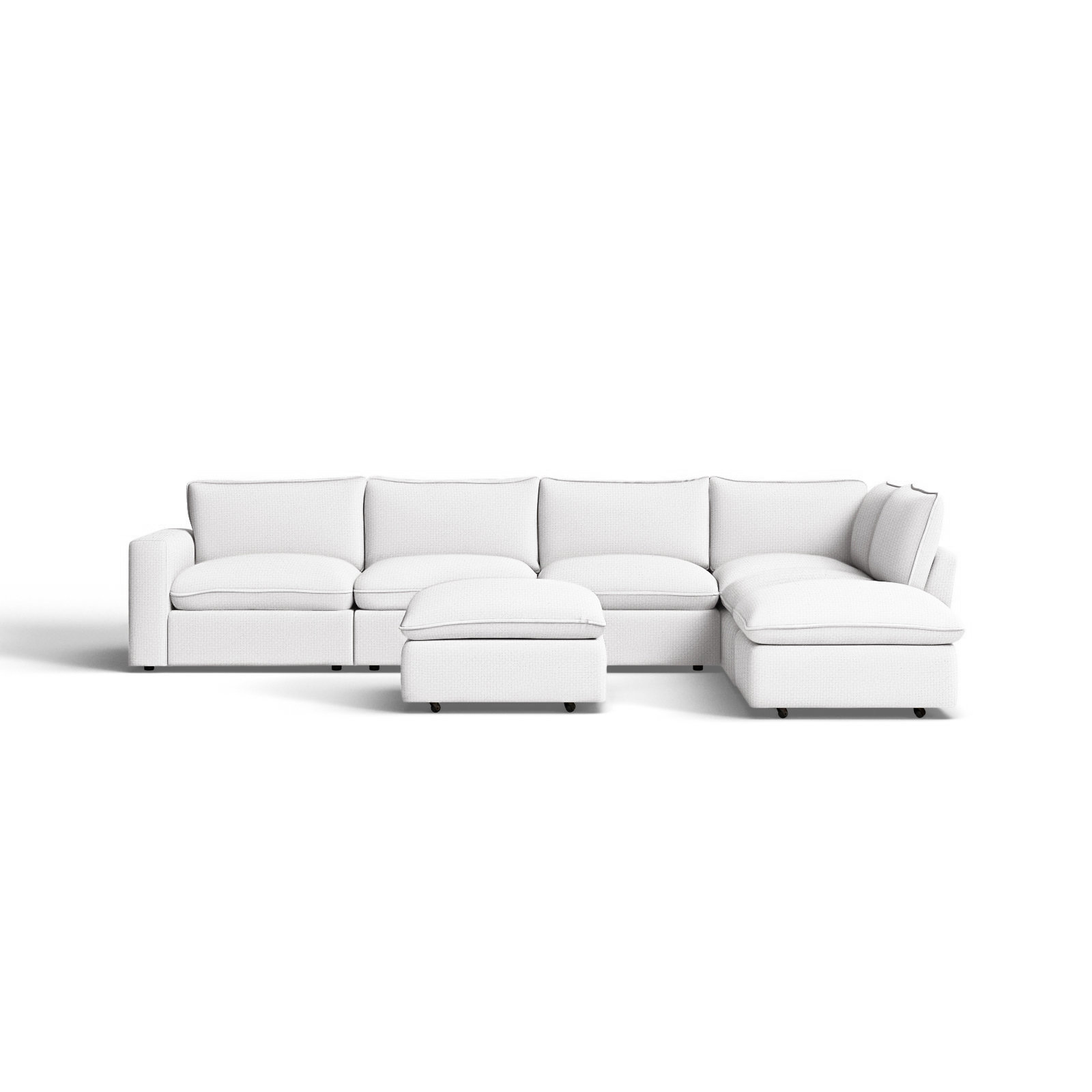 Zisa Modular Upholstered L-Sectional, Ida White