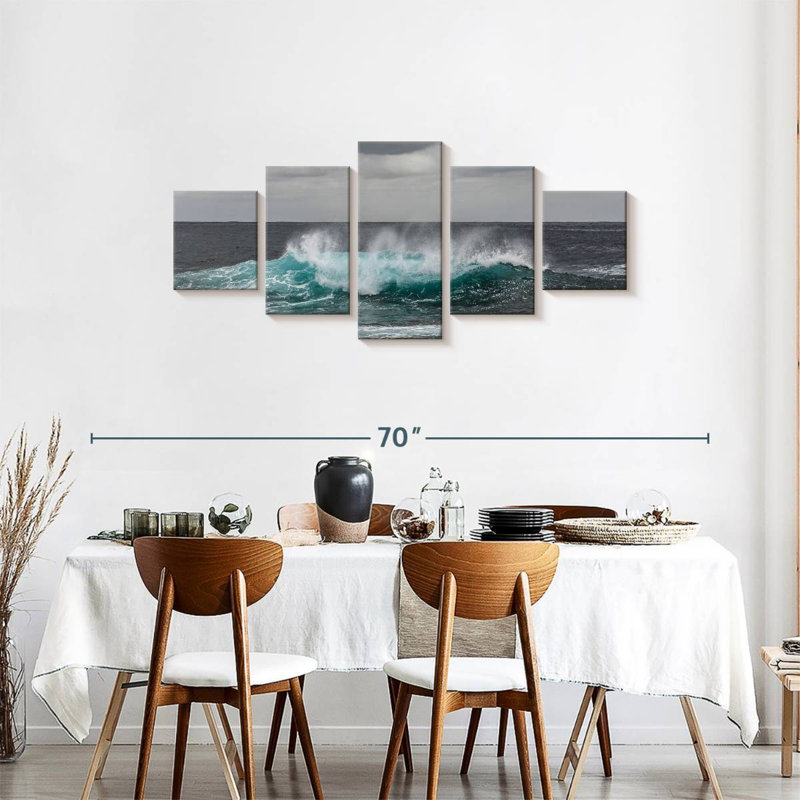 Ensemble de 5 pièces Ocean Wave Pop sur toile, H 55 po x l 24 po x P 1,25 po