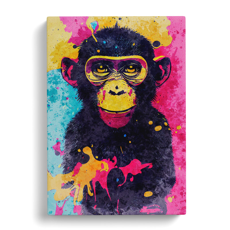 Paint Splash Monkey No.4 - Wrapped Canvas, 50cm H x 35cm W x 3cm D
