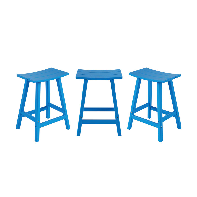 Tabouret d'extérieur Laguna, Tabouret de comptoir (siège d'une hauteur de 24 p, Bleu