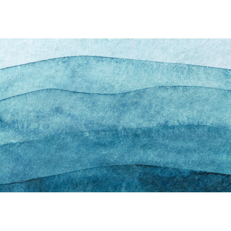 Vartkes Sea Waves Pattern by Anastasiia_Guseva - Wrapped Canvas Painting, 30cm H x 46cm W x 3.8cm D, Green/White
