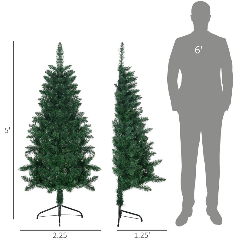 Arbres de Noël, demi-arbres de Noël artificiels avec ouverture automatique, base en acier, pour décor intérieur de Noël