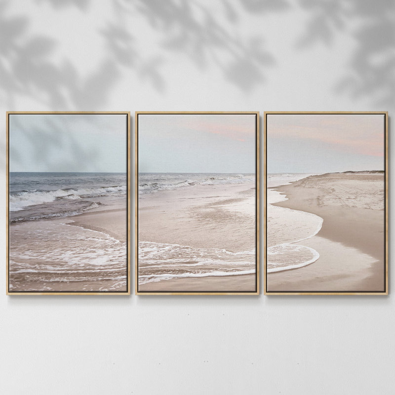 Corolla Soft Shore, reproduction sur toile 3 pièces, Naturel, H 36 po x l 75 po x P 2 po