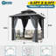 Pavillon de jardin extérieur en aluminium 8,5 pi x 8,5 pi, pavillon en acier galvanisé à toit rigide avec rideau d'intimité et moustiquaire-111985889