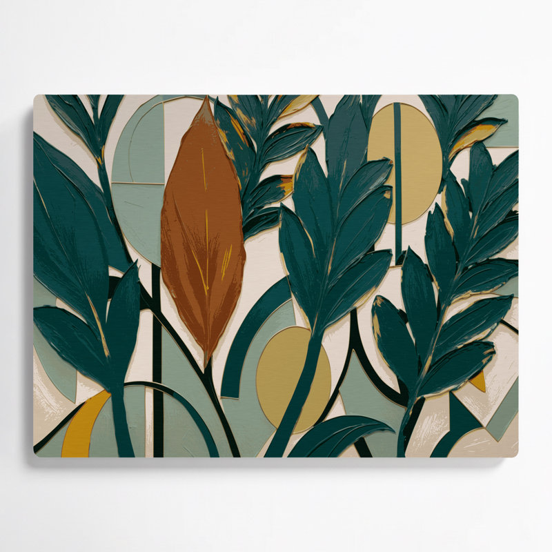 «Botanical Mid Century Modern Plant», art mural en métal vert, H 24 po x l 36 po