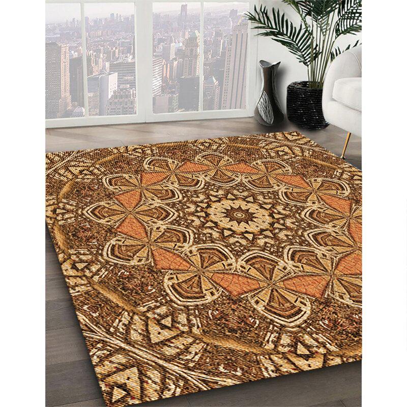 Tapis 100% à motif lavable à la machine 2989, Rond 5 pi