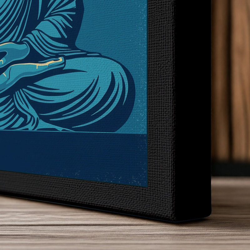 Meditation Buddha Japandi - Wrapped Canvas, 18x12 - 45.7 x 30.5 cm, Black Border