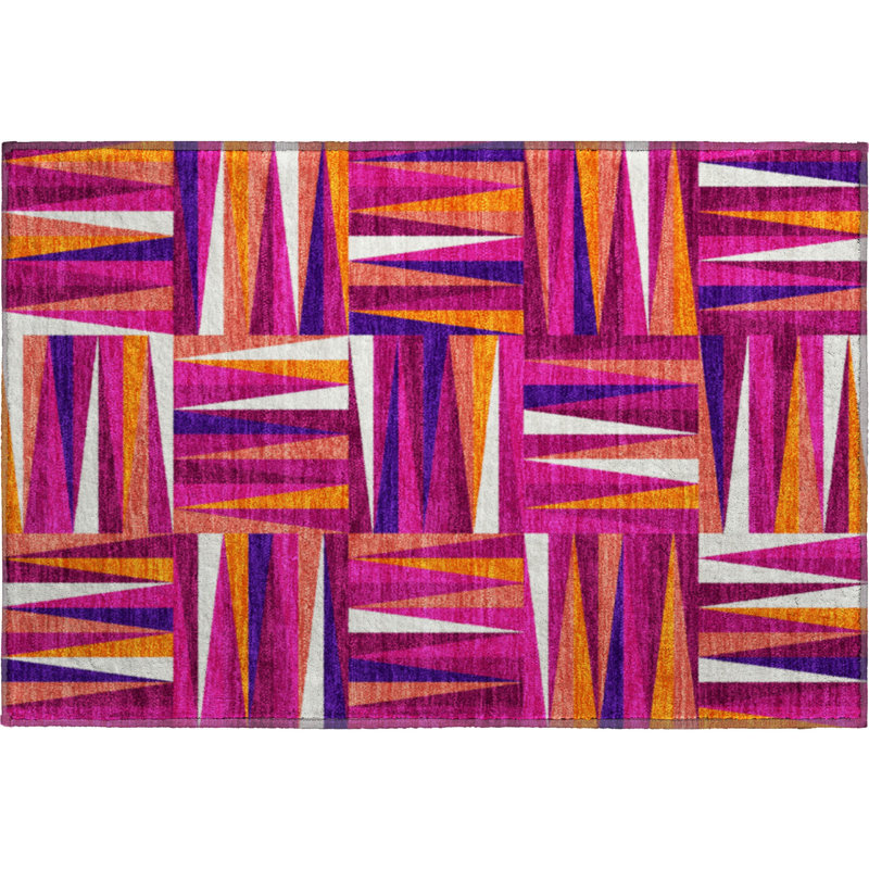Premium Machine Washable Collett AMF1012 Squares Rug, Rectangle 1'8" x 2'6"