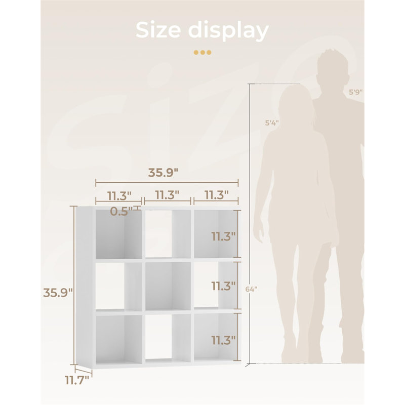 White 9-Cube Storage Organizer, Fits 11-Inch Bins, Stackable Bookcase For Closet, Bedroom
