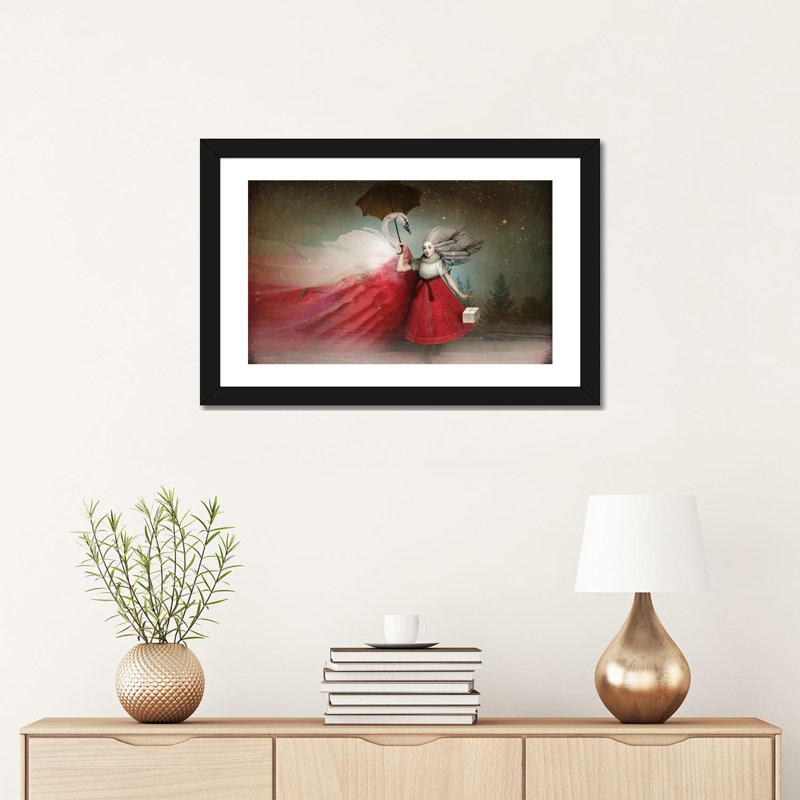 «The Gift» par Catrin Welz-Stein - impression d'art graphique, Papier encadré noir, Blanc, H 16 po x l 24 po x P 1 po
