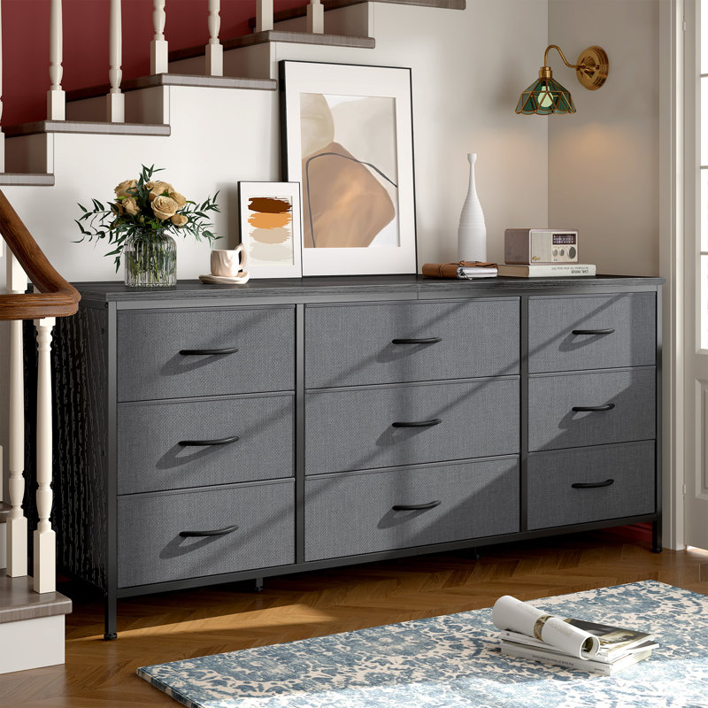 Meuble télé pour commode pour la chambre à coucher, commode longue, commode pour chambre à coucher de 47,2 po Bouchette, Gris
