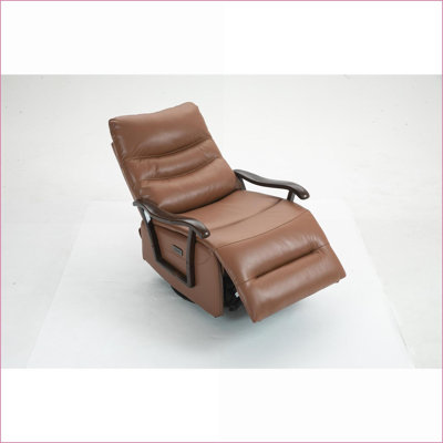 Recliners Power Swivel Rocker Glider Chair with Solid Wood Armrests, 27-Inch Extra Wide Seat, 350 Lbs | PU Leather | Charcoal Gray
