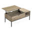 Table basse de 42 po avec plateau relevable, taupe foncé, rectangulaire, métal noir, option de rangement caché, base en métal taupe, dissimulée