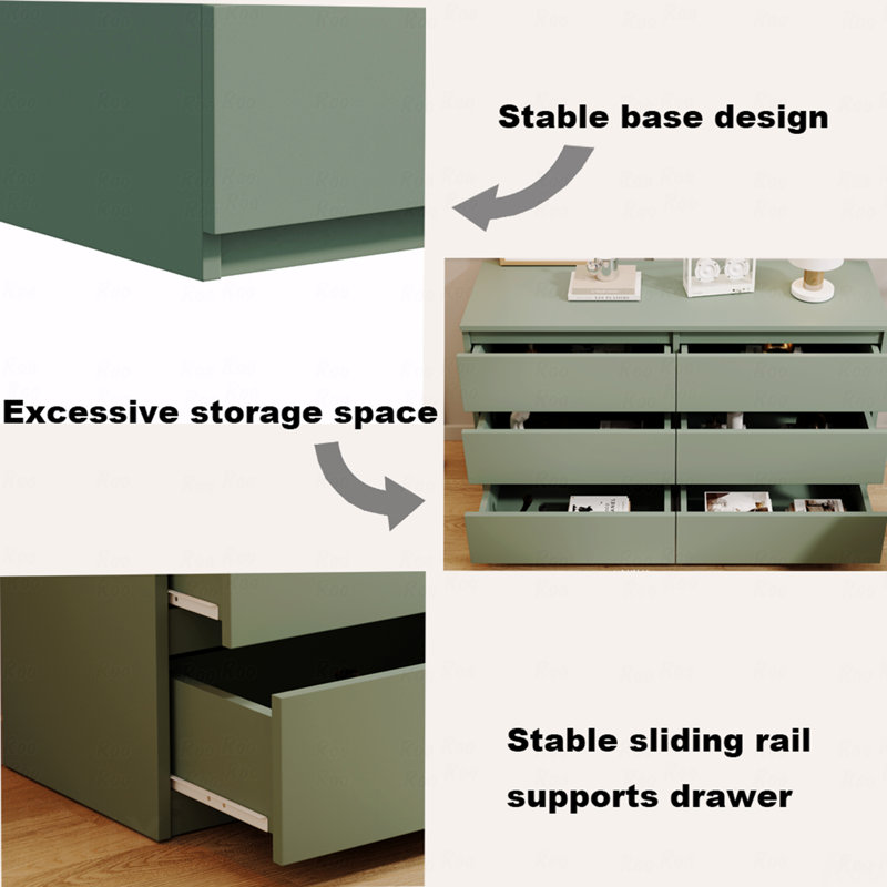 Grande commode 6 tiroirs Green, Vert