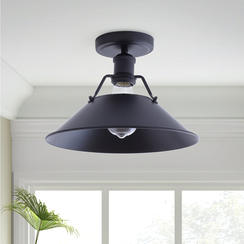 Plafonnier semi-encastré 1 lumière à finition noire