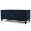Tissu bleu marine avec pieds en bouleau brun foncé pour coffre de rangement de l 42,11 po x P 18,76 po et H 18,76 po