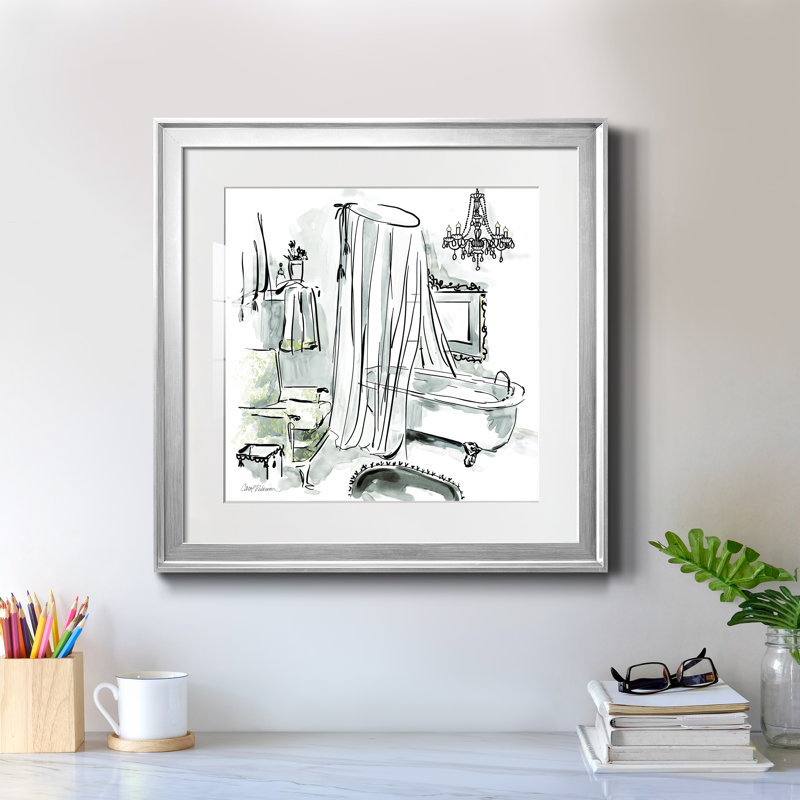«Opulent Bath I», impression encadrée, H 22,5 po x l 22,5 po x P 1,5 po, Papier avec cadre argenté