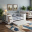Lit de jour simple avec accoudoirs de rangement, lit gigogne et station de charge, blanc-338106636