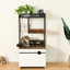 Enceinte de litière pour chat blanc - avec armoire rétro et tour d'arbre pour animaux de compagnie avec système de ventilation de style américain