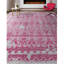 Tapis argenté et rose noué à la main de haute qualité-64645918