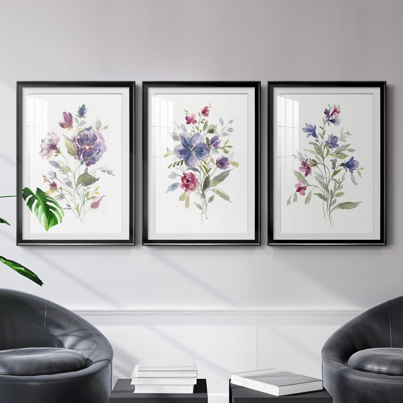 Color Variety I - ensemble de 3 impressions encadrées, Cadre noir, H 26,5 po x l 109,5 po x P 1,5 po