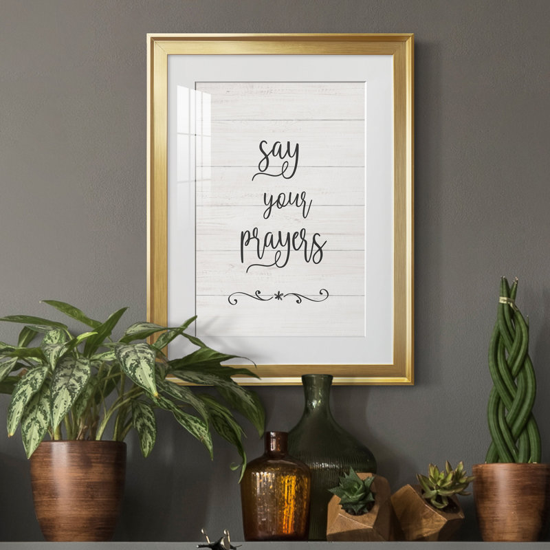 Say Your Prayers - Art textuel avec cadre photo, H 22,5 po x l 30,5 po x P 1,5 po, Or