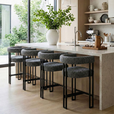 24" Upholstered Tweed Counter Stool