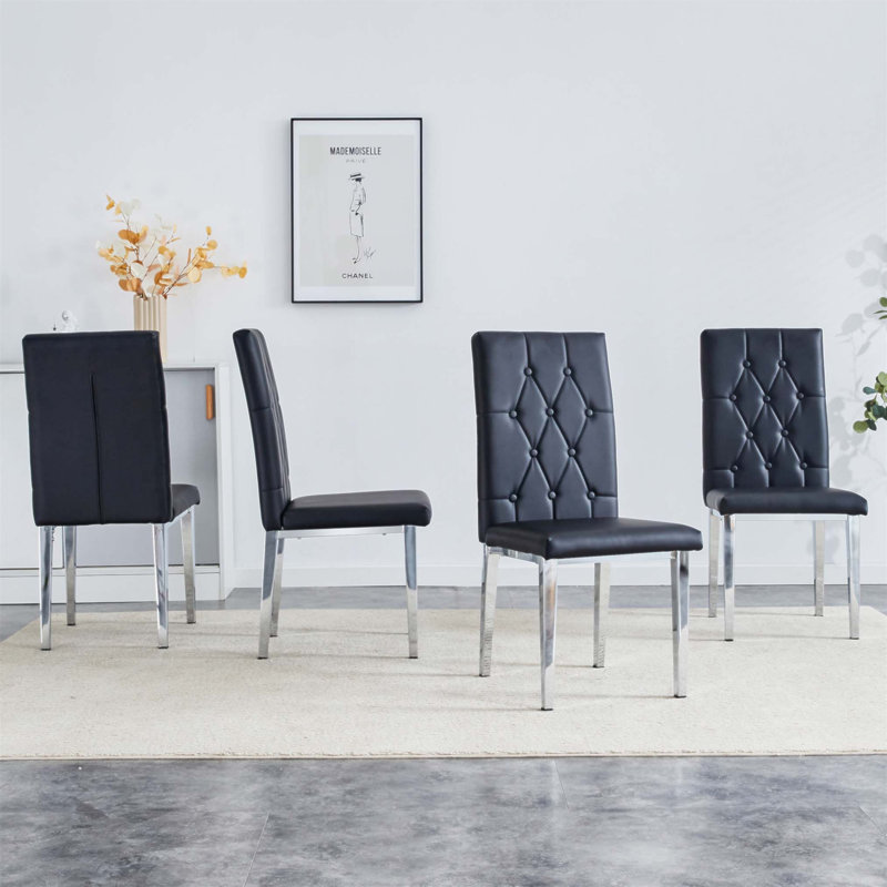  Ensemble de chaises de salle à manger sans accoudoirs avec grille et boucle, parfait pour les salles à manger élégantes et élégantes