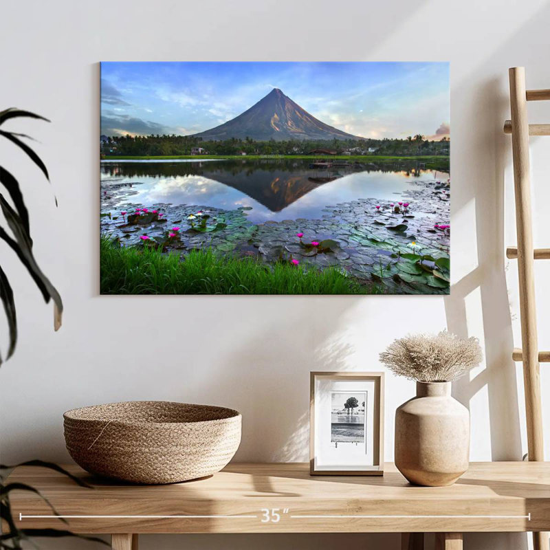 Alvord Pond By Mayon Volcano, 16" H x 24" W