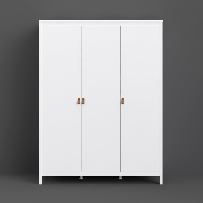 Cynteria 3 Door Manufactured Wood Wardrobe, White