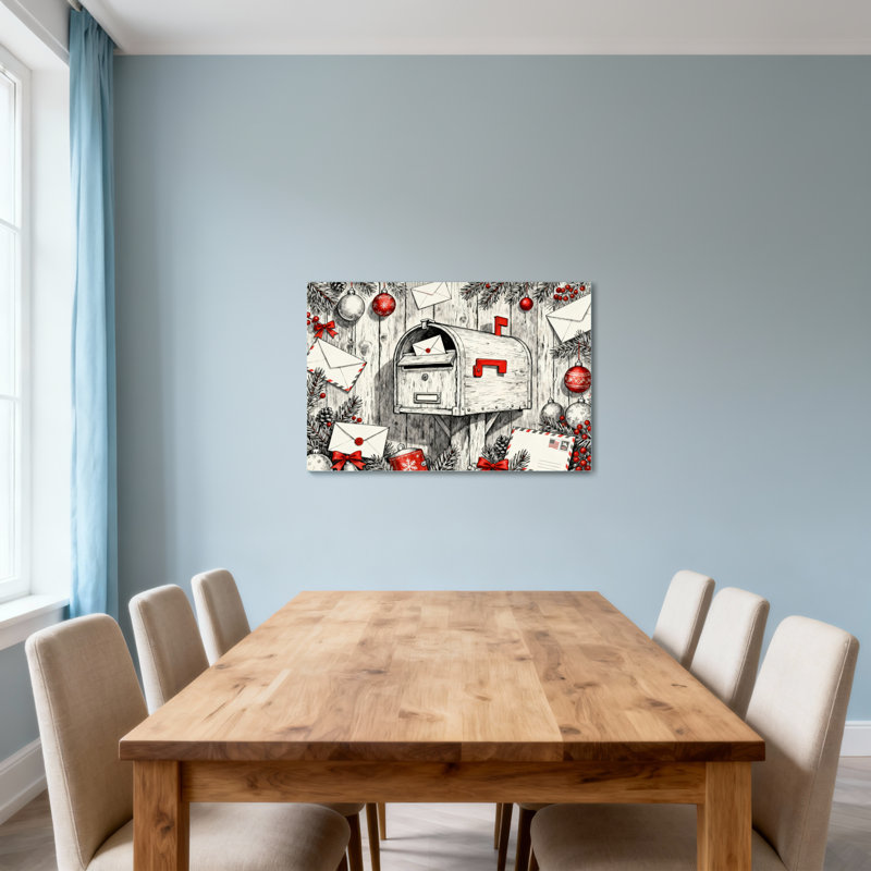 Boîte aux lettres de Noël avec lettres et décorations de Noël, H 24 po x l 36 po