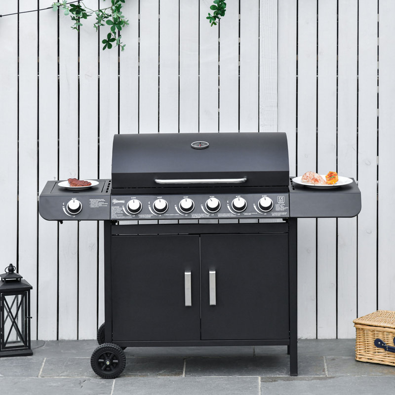 Chattahoochee Dakota Fields 6 - Burner Free Standing Liquid Propane 68000 BTU BTU Gas Grill with Side Burner and Cabinet