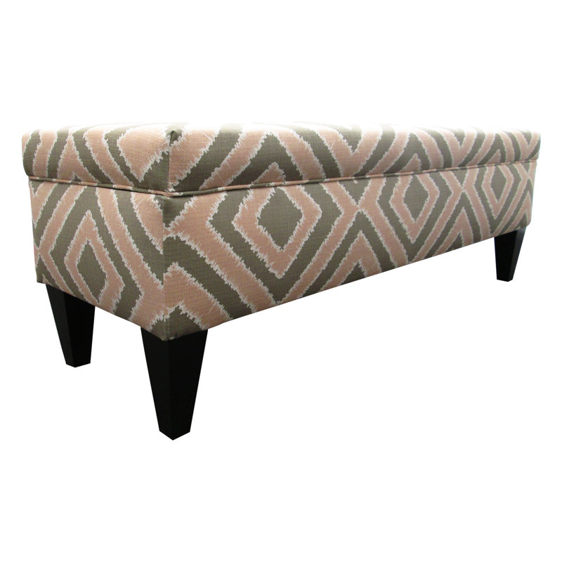 Banc de rangement rembourré Regis, Nouveau rosé / géométrique