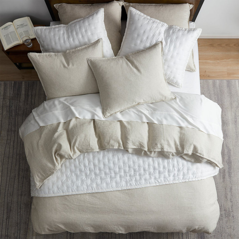 Ensemble de housse de couette 100% lin 100% lin moderne français rustique, Housse de couette pour très grand lit et 2 très
