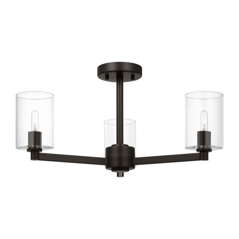 3 - Light Semi Flush Mount, Midnight Black