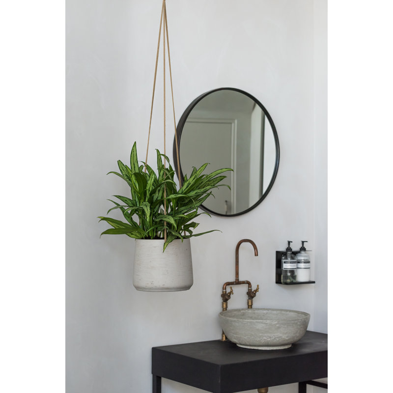 Fiberstone Hanging Pot, Gray, 7" W x 7" D x 7" H