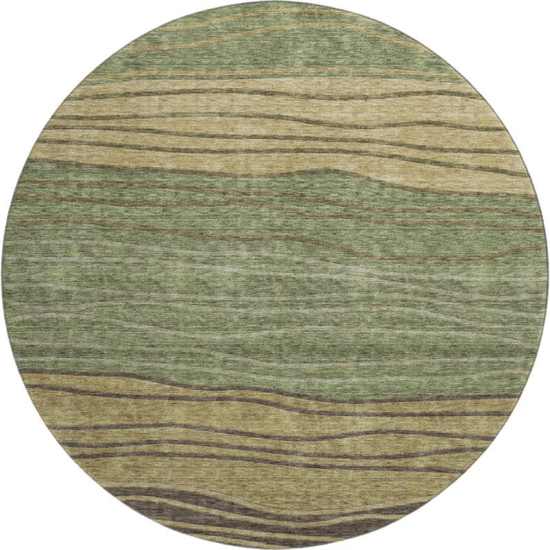 Premium Machine Washable Tweedy Olive Rug, Round 8'