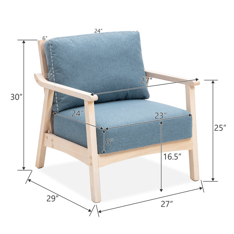 Fauteuil en polyester de 27 po Willbanks, Polyester bleu