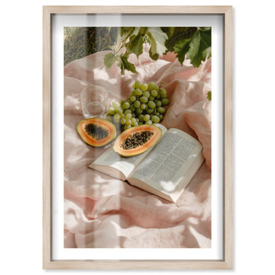 Papaya Page Shadowbox Print Travel Art Prints by Notoriart, Blonde Frame, 37 x 55