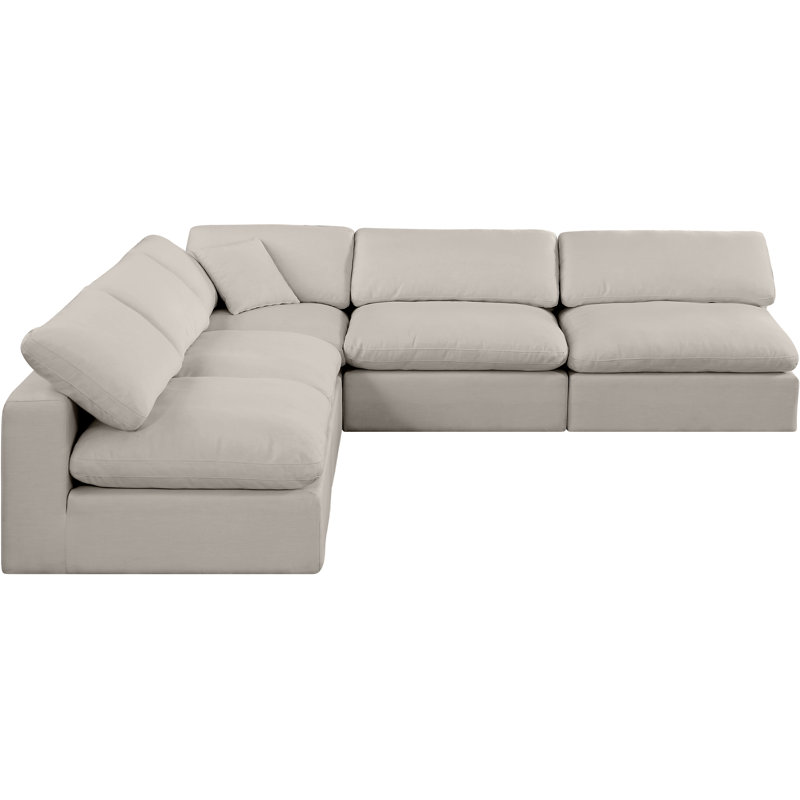 Ismayil Upholstered L-Shaped Sectional Reversible, Beige Linen Textured Fabric