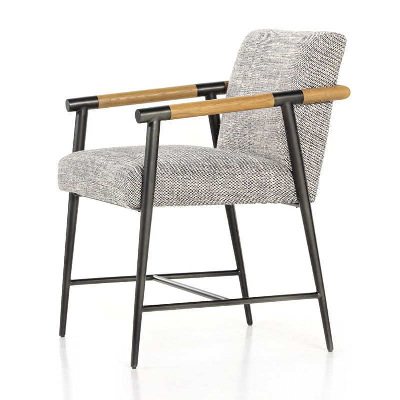 Rowen Upholstered Dining Chair, Sonoma Black Genuine Leather/Carbon Black, Thames Raven/Black