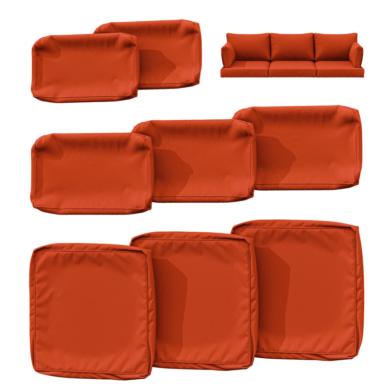Ensemble de housses de coussin d'extérieur 8 pièces Cartert pour coussins d'extérieur et meubles de patio , Orange