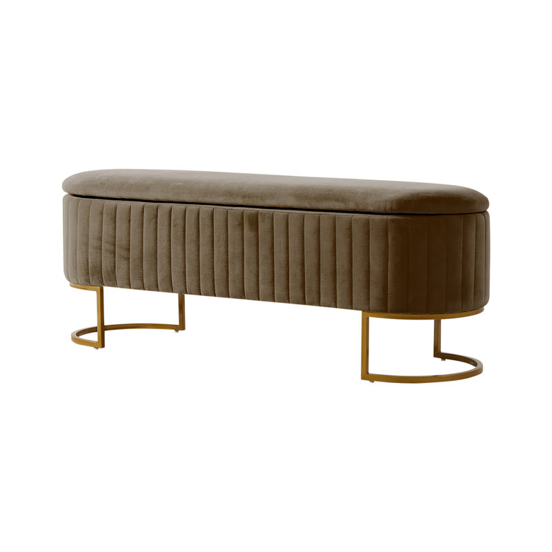 Banc de rangement rembourré Ferdinand, H 19 po x l 50,5 po x P 16 po, Brun