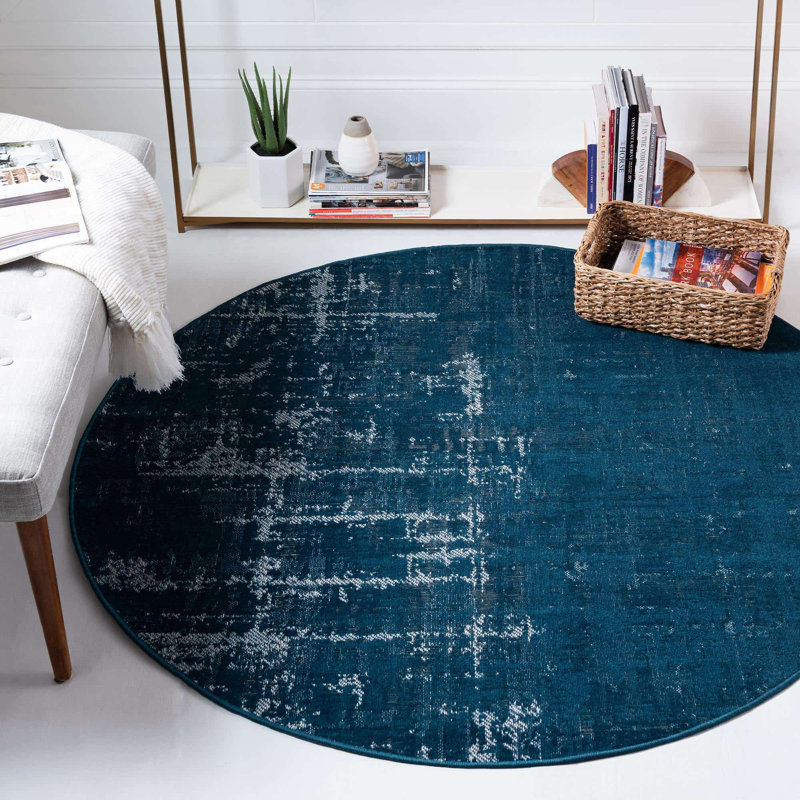 Area Rug, Round 5'3", Blue