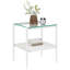 Table de bout rectangulaire 2 pièces avec plateau en verre trempé et tablette de rangement en panneau de fibres à densité moyenne, tables d'appoint de salon-1147791059-1147791067