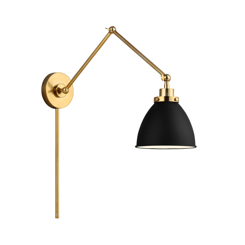 Wellfleet 1 - Light Armed Sconce, Burnished Brass, Midnight Black