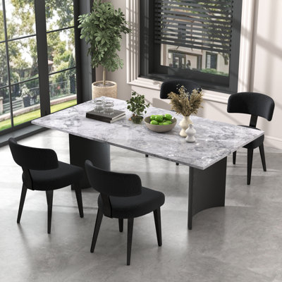 Modern Boucle Dining Chairs Teddy Upholstered Dining Room Chairs Kitchen Chair With Metal Legs Mid Century Modern Chair For Dining Room, Kitchen