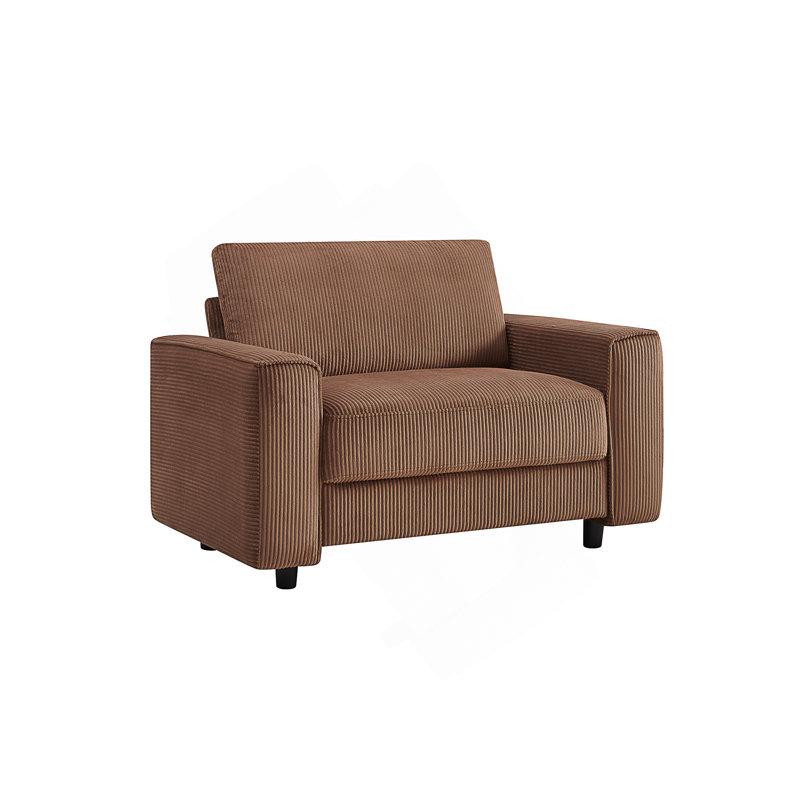 Chaise rembourrée en velours côtelé Modern, Polyester brun